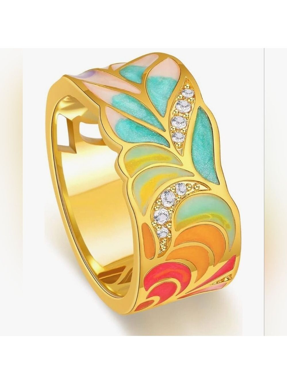 925 Sterling Silver Colorful Signet Enamel Ring